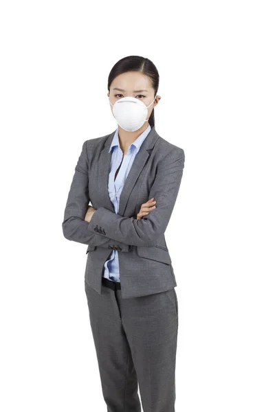 Portrait of a woman wearing a face mask — Stock Photo, Image