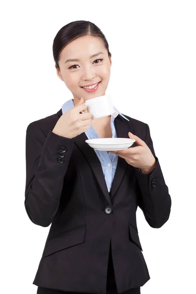 Portret van een zakenvrouw die koffie drinkt — Stockfoto