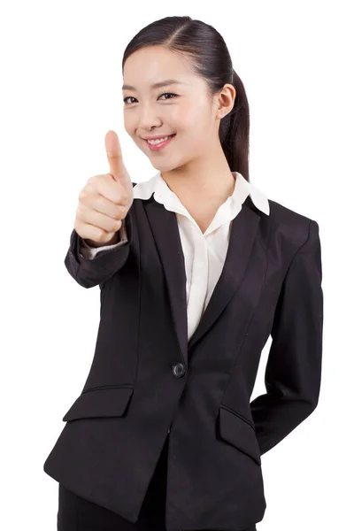 Retrato de uma jovem mulher de negócios feliz — Fotografia de Stock