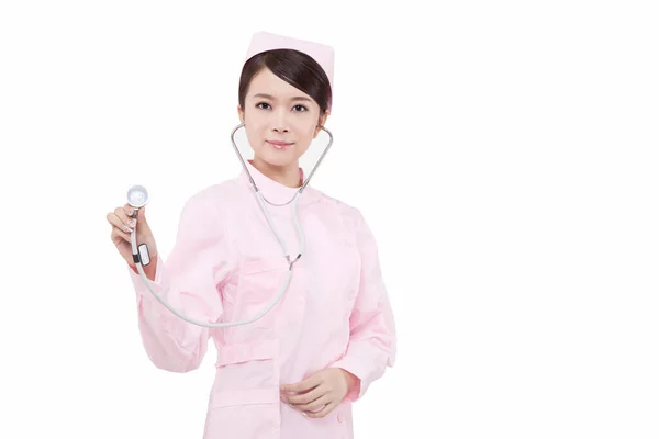 Portrait of a female nurse with stethoscope — 图库照片