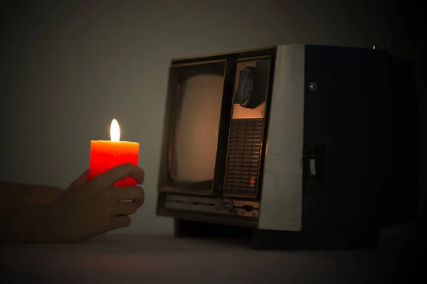 A man with a red candle — Stock Photo, Image