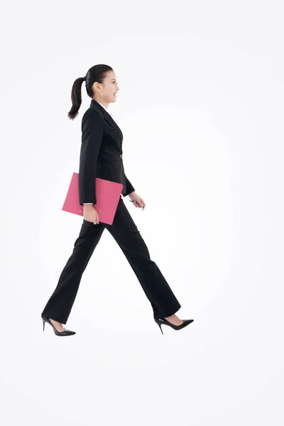 Mulher de negócios de moda segurando uma pasta — Fotografia de Stock