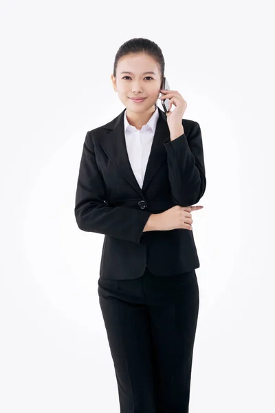 Oriental moda mulher de negócios chamando — Fotografia de Stock