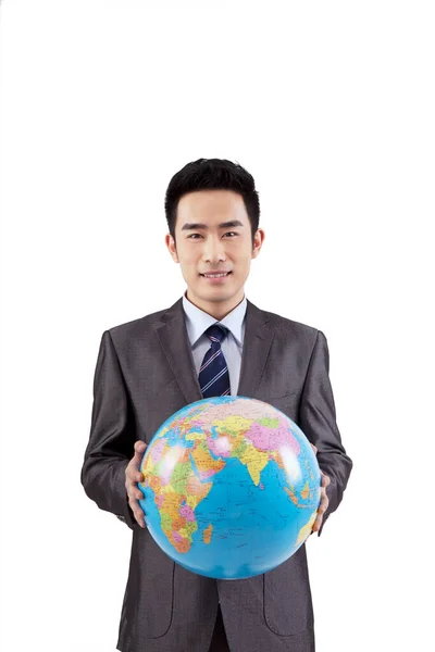 Business people and globe — Stock Photo, Image