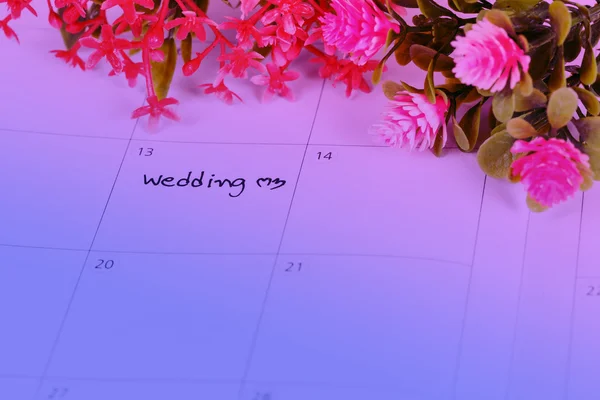 Erinnerung Hochzeitstag im Kalender — Stockfoto