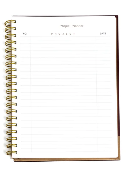 Closeup to agenda on project planner book — Stock Photo, Image