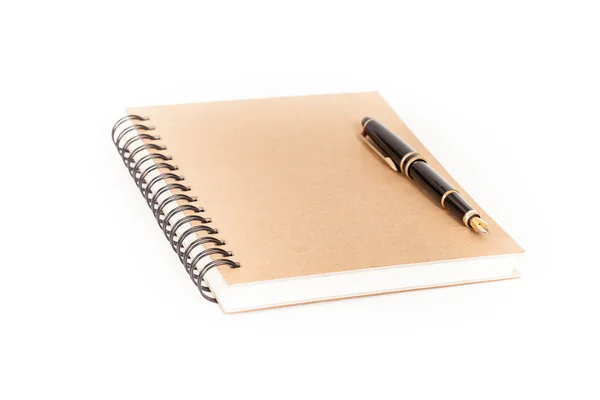 Diary with  pen  on white background — Stock Photo, Image