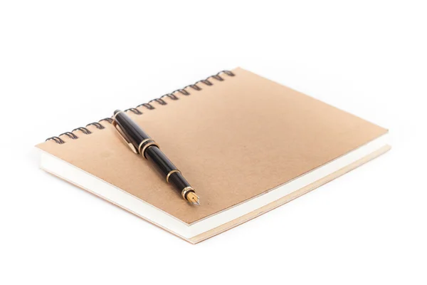 Diary with  pen  on white background — Stock Photo, Image