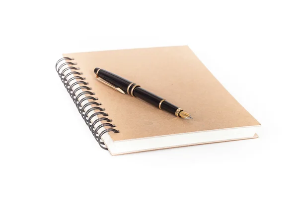 Diary with  pen  on white background — Stock Photo, Image