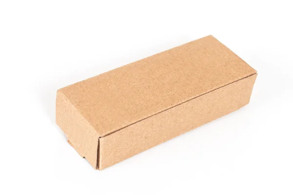Boîte en carton, isolée sur fond blanc. — Photo