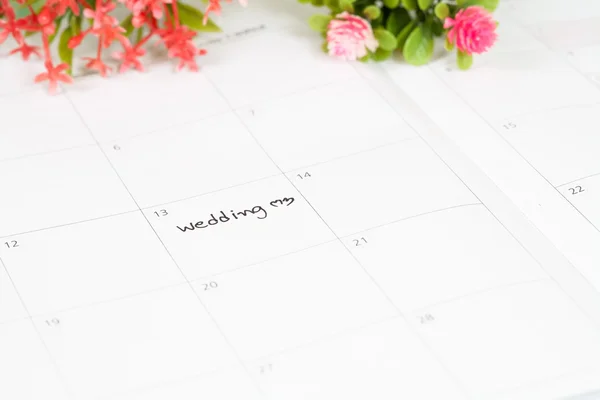 Erinnerung Hochzeitstag im Kalender — Stockfoto
