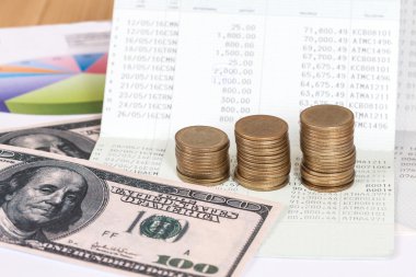 Tasarruf banka için para ile mali hesap ve kredi