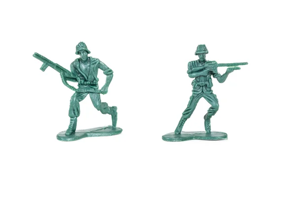 Miniaturní vojáci hračka na bílém pozadí — Stock fotografie