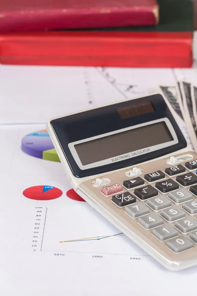 Calculator and business diagram document — Stock Photo, Image