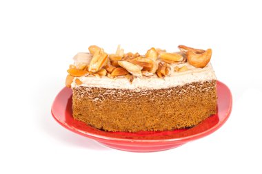 Kaşu somun beyaz zemin üzerine kahve kek