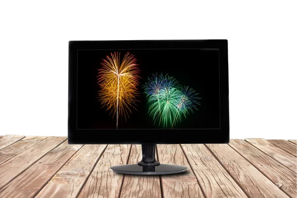 Monitor de TV fogos de artifício — Fotografia de Stock