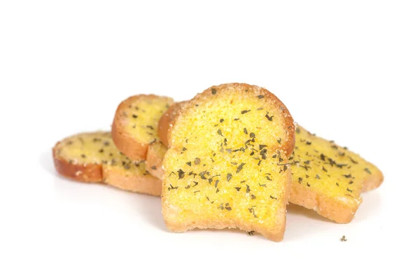 Garlic  bread slices on white background. — Stock Photo, Image