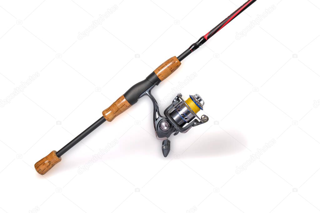 Fishing reel and rod for outdoor hobby .