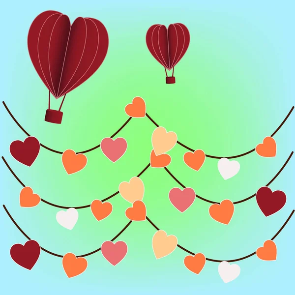 Ballon Signe Coeur Drapeau Coeur Sur Fond — Image vectorielle