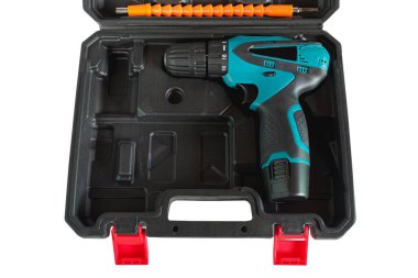 İşçi aygıtı aracı için bir kablosuz matkap seti.