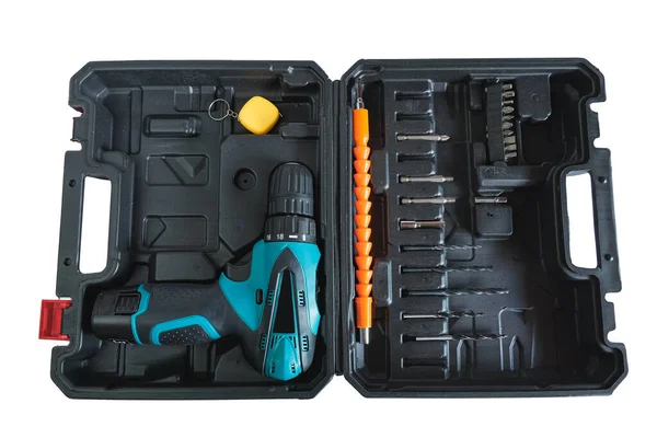 Cordless Drill Box Set Worker Device Tool — Stock Photo, Image