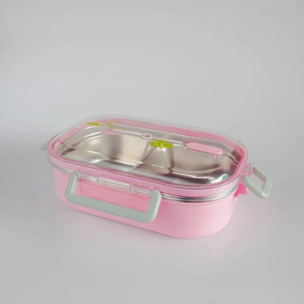 Metall Kunststoffbox Für Lebensmittelaufbewahrung Oder Lunchbox Auf Hintergrund — Stockfoto