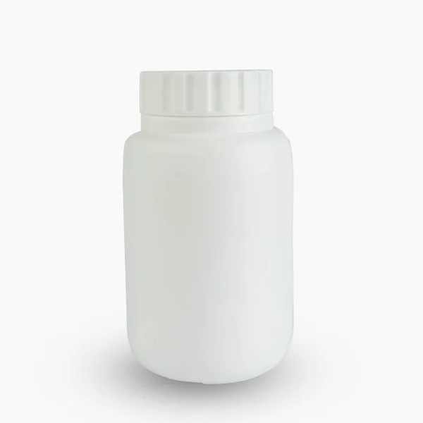 Weißer Medizinischer Behälter Mit Kappe Auf Weißem Hintergrund — Stockfoto