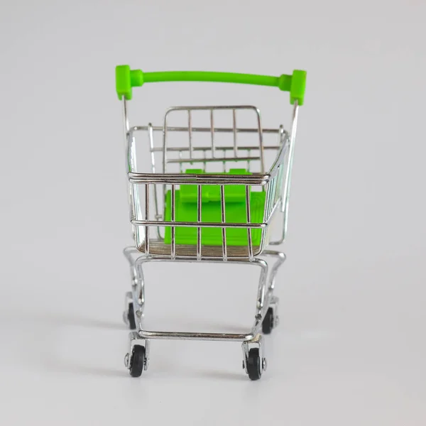 Green Supermarket Shopping Cart White — Fotografia de Stock