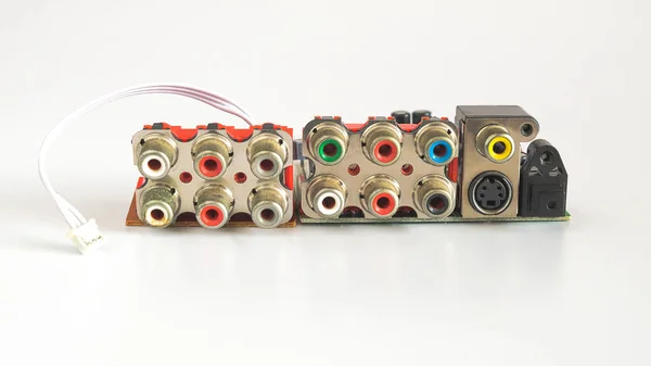 Rca Panel Jack Socket Röd Isolerad Bakgrunden — Stockfoto