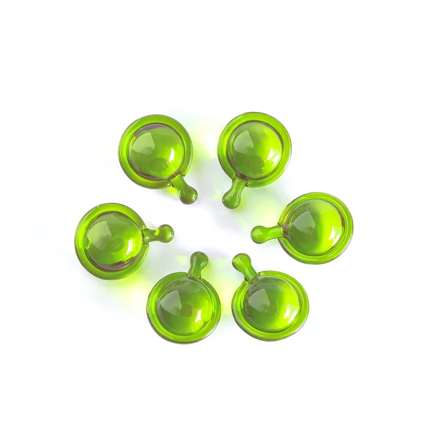 Vitamina Siero Capsula Colore Verde Riparare Pelle Sfondo — Foto Stock