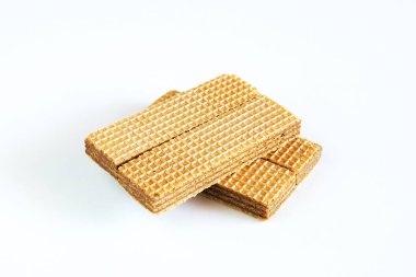 Beyaz arka planda çikolatalı gofretler. gıda sağlığı.