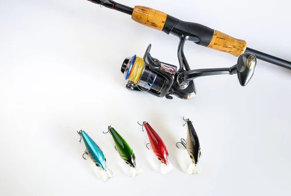 Filatori Pesca Traballanti Con Canna Pesca Sullo Sfondo Tipo Standard — Foto Stock