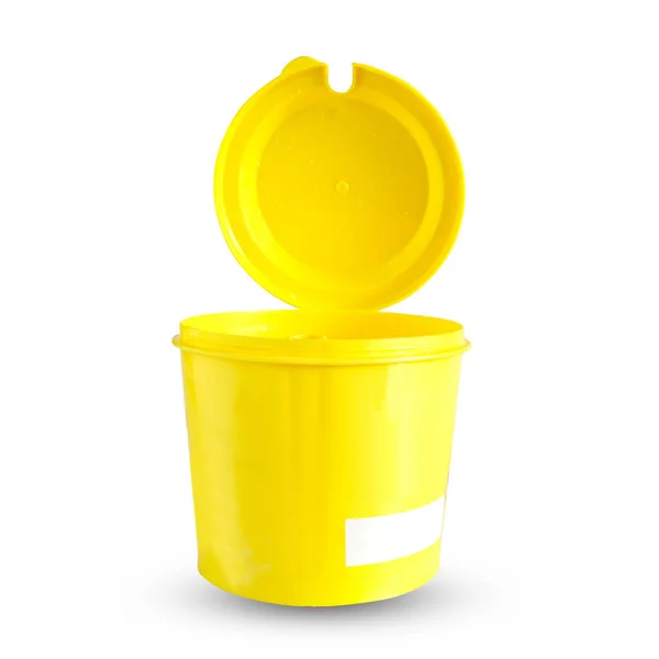 Seau Tasse Plastique Jaune Avec Capuchon — Photo