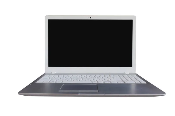 Laptop Computer Met Blanco Zwart Scherm Witte Achtergrond — Stockfoto