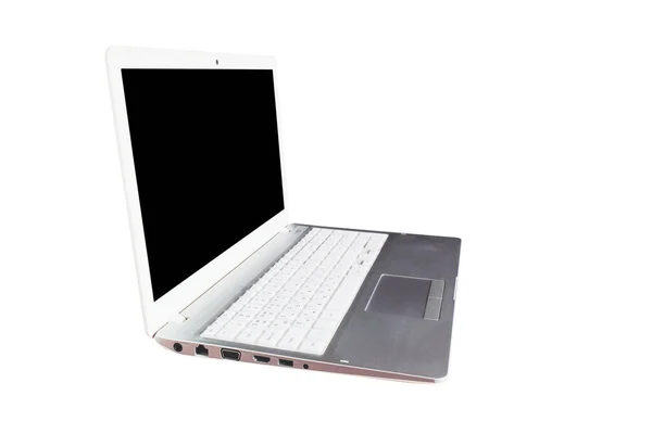 Laptop Computer Blank Black Screen White Background — Stock Photo, Image