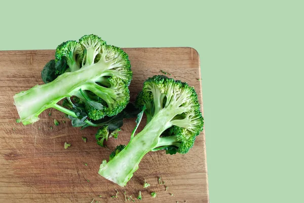 Broccoli Verdi Freschi Sfondo Colore Alimenti Biologici — Foto Stock