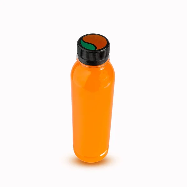 Orangensaft Haustierflasche Isoliert Auf Weißem Hintergrund — Stockfoto