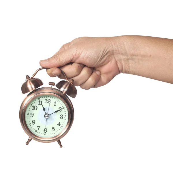 Hand holding alarm clock — Stock Photo, Image