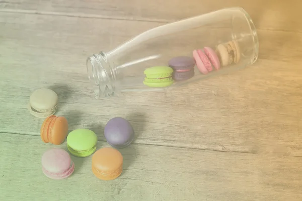 France dessert  macaroons out of bottle — Stock Photo, Image