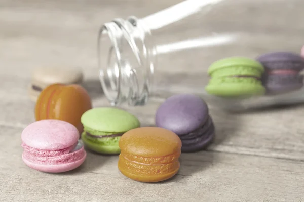 France dessert  macaroons out of bottle — Stock Photo, Image