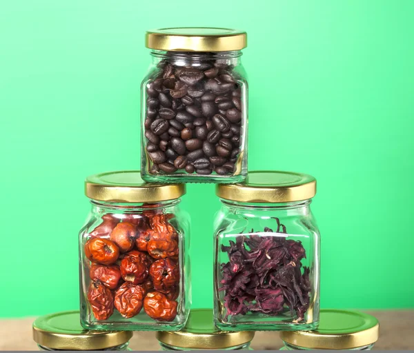 Coffee jar and Herb jar — Stock Photo, Image
