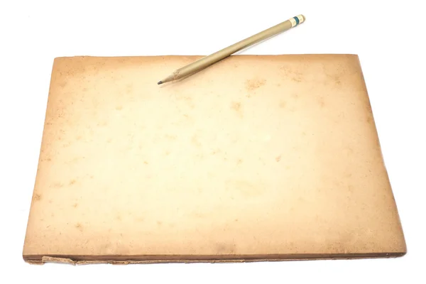 Empty old paper with pencil — Stock Photo, Image