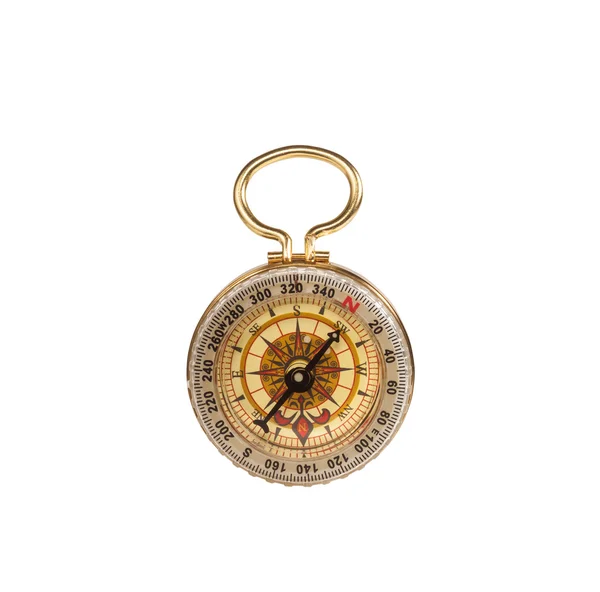 Antique pocket compass isolated on white — Stock Photo, Image