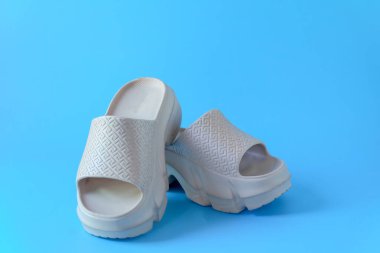 Bir çift terlik ya da arka planda parmak arası terlik.,