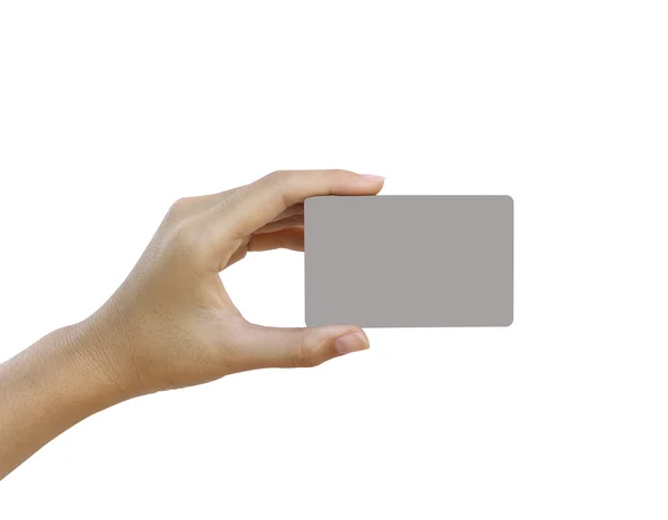 Hand hold blank business card or credit card — Stock Photo, Image
