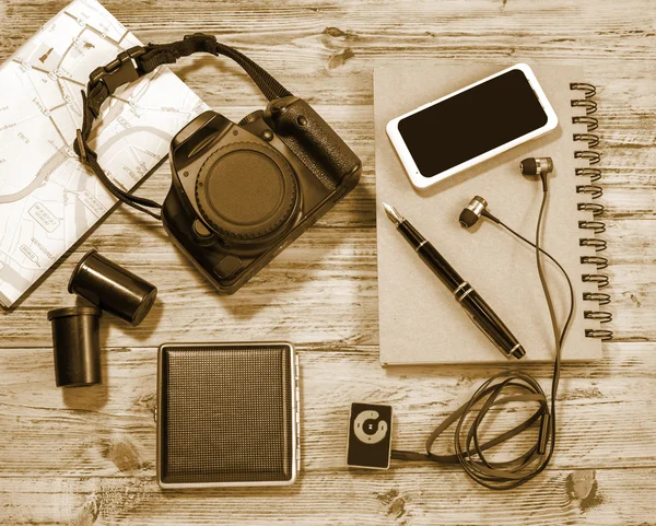 smartphone ile boş bir ekran görüntüsünü Üstten Görünüm 