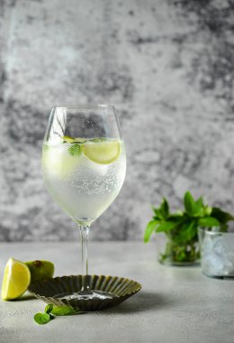 Naneli mojito ve bardakta limon. Yüksek kalite fotoğraf