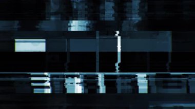 Kalın arayüz parçaları, güçlü dijital gürültü ve arkaplan kullanımı, örtüşmeler ve teknolojik kurgu için temiz bir yapı içeren döngüsel bilim kurgu HUD arızası.