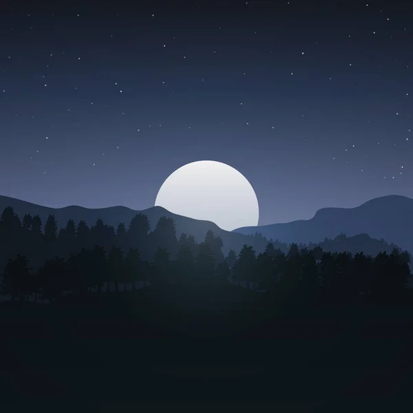 夜の森の月。ベクトンイラスト. — ストックベクタ