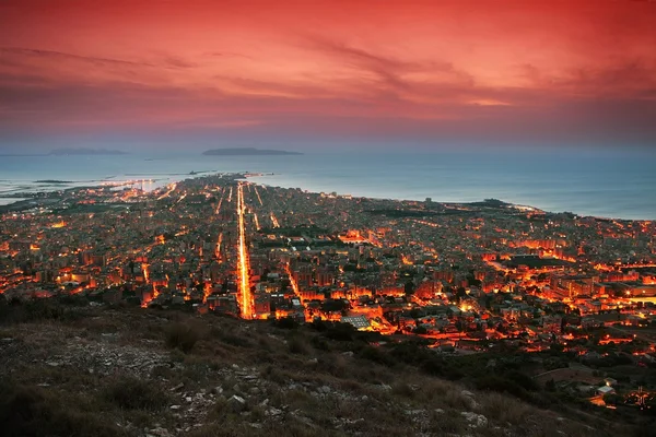 Trapani město večer — Stock fotografie